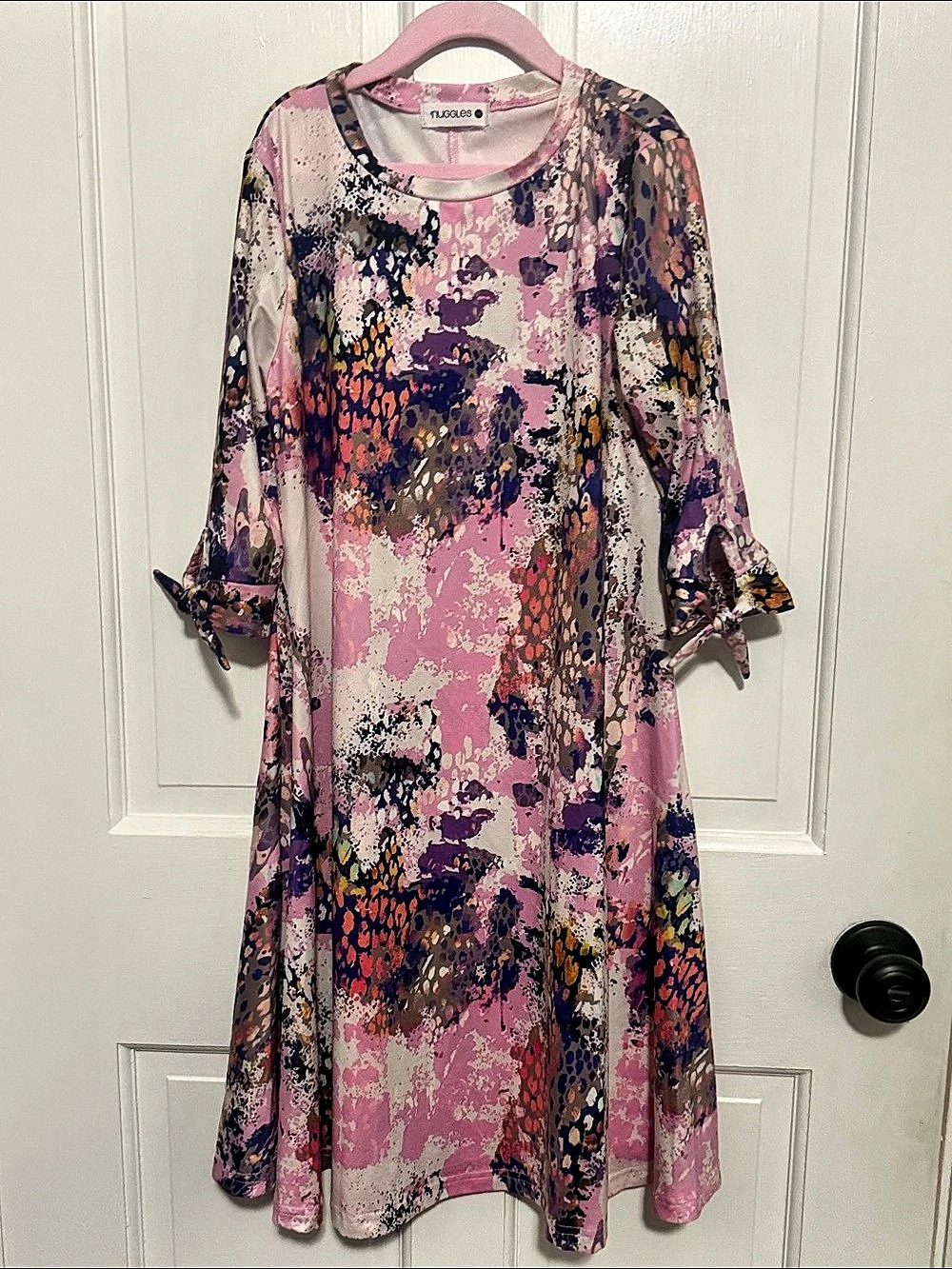Nugglos Abstract Print Mini Dress in Pink & Purple